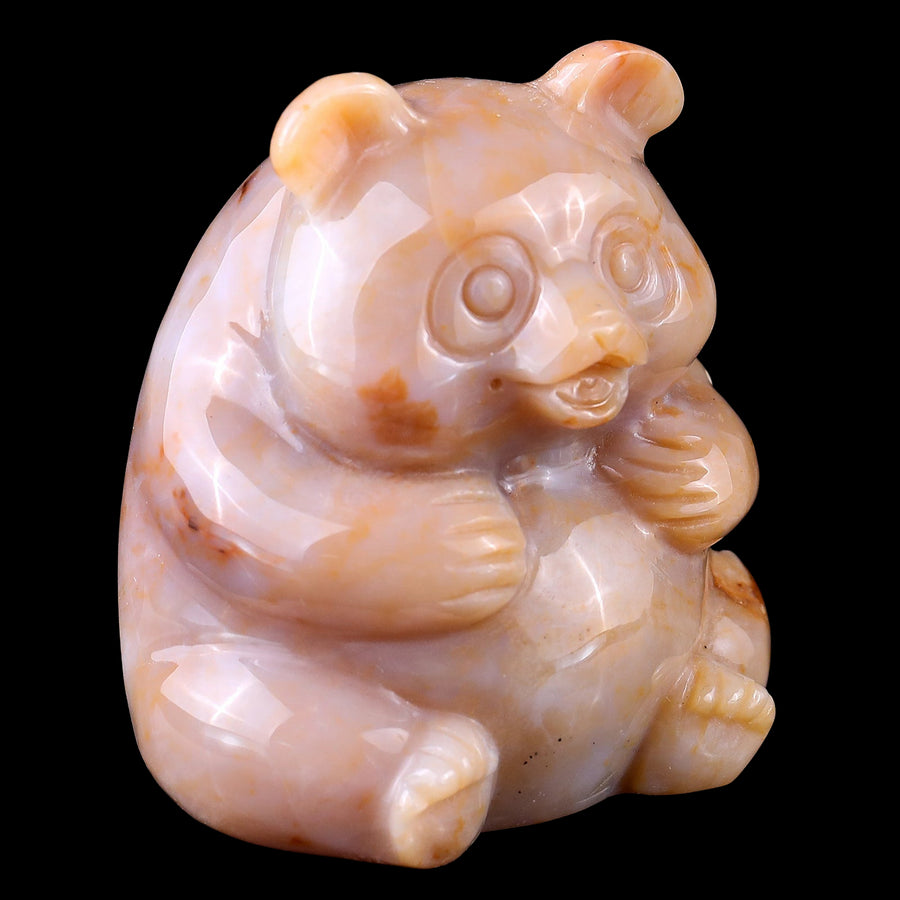 2.8" Chalcedony Hand Carved Crystal Panda