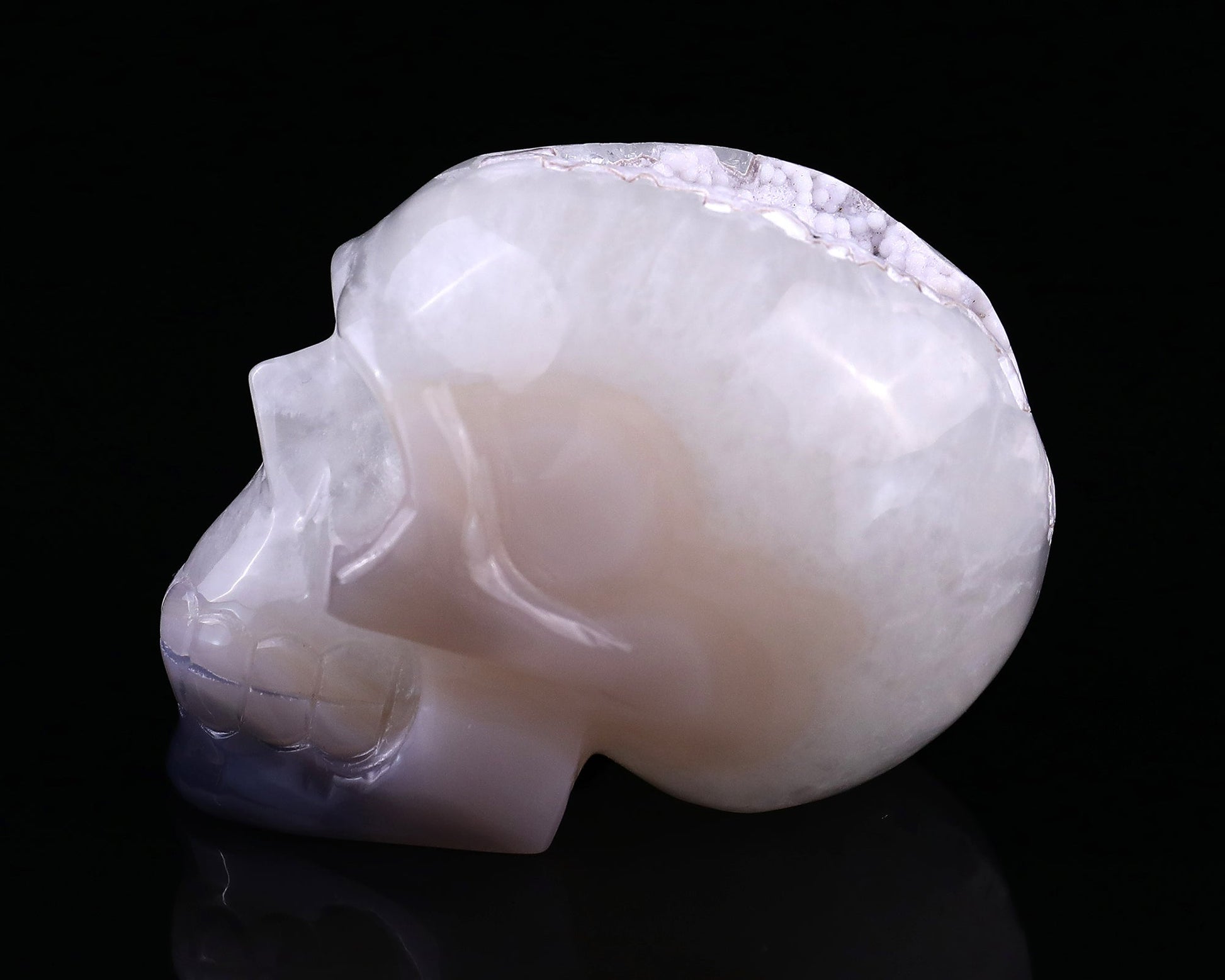 Kindred Vein 2.8" Geode Agate Hand Carved Crystal Geode Skull Sculpture (SKU: 5100100) - Photo 4
