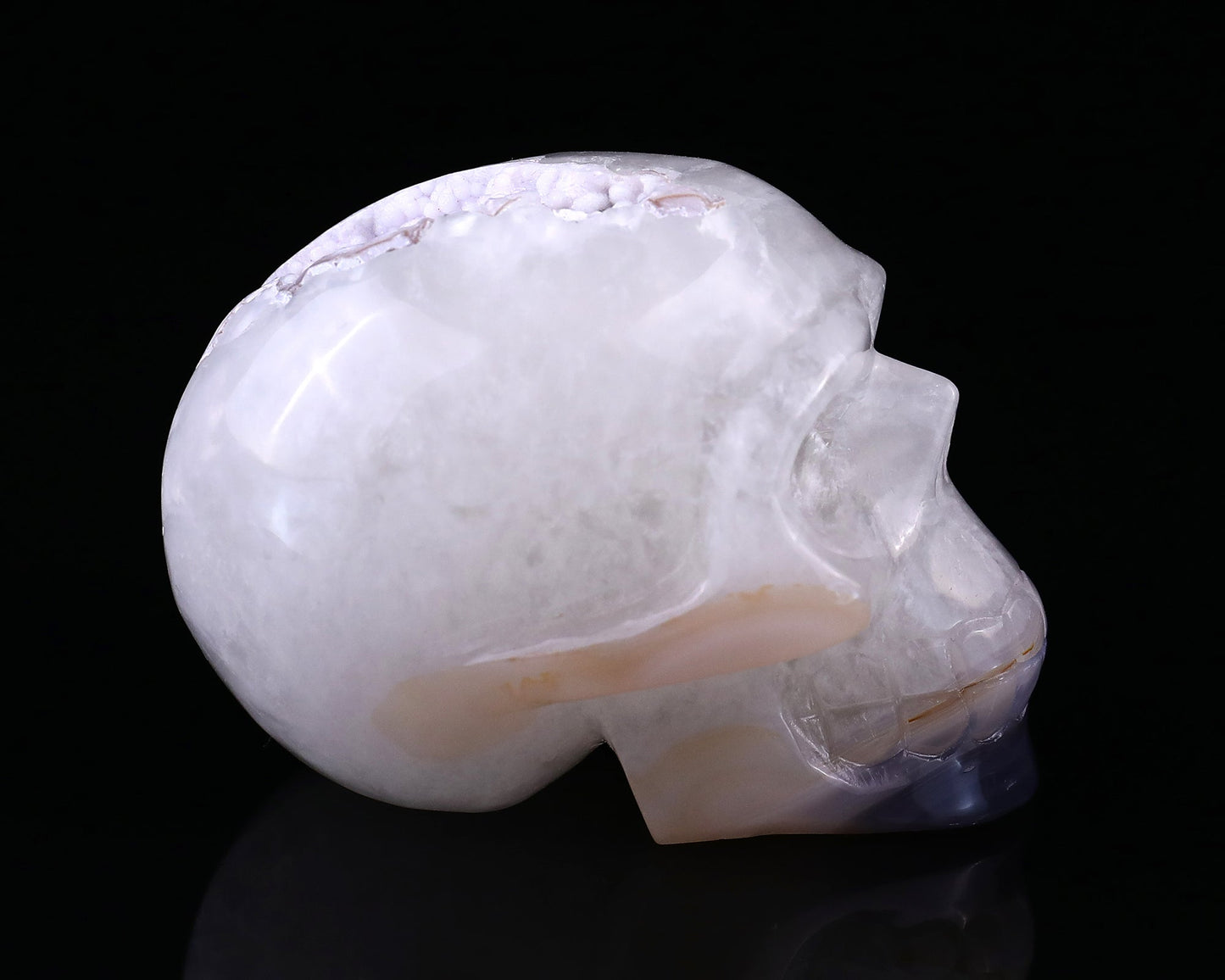 Kindred Vein 2.8" Geode Agate Hand Carved Crystal Geode Skull Sculpture (SKU: 5100100) - Photo 3