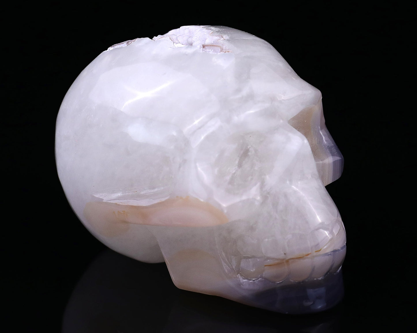 Kindred Vein 2.8" Geode Agate Hand Carved Crystal Geode Skull Sculpture (SKU: 5100100) - Photo 1