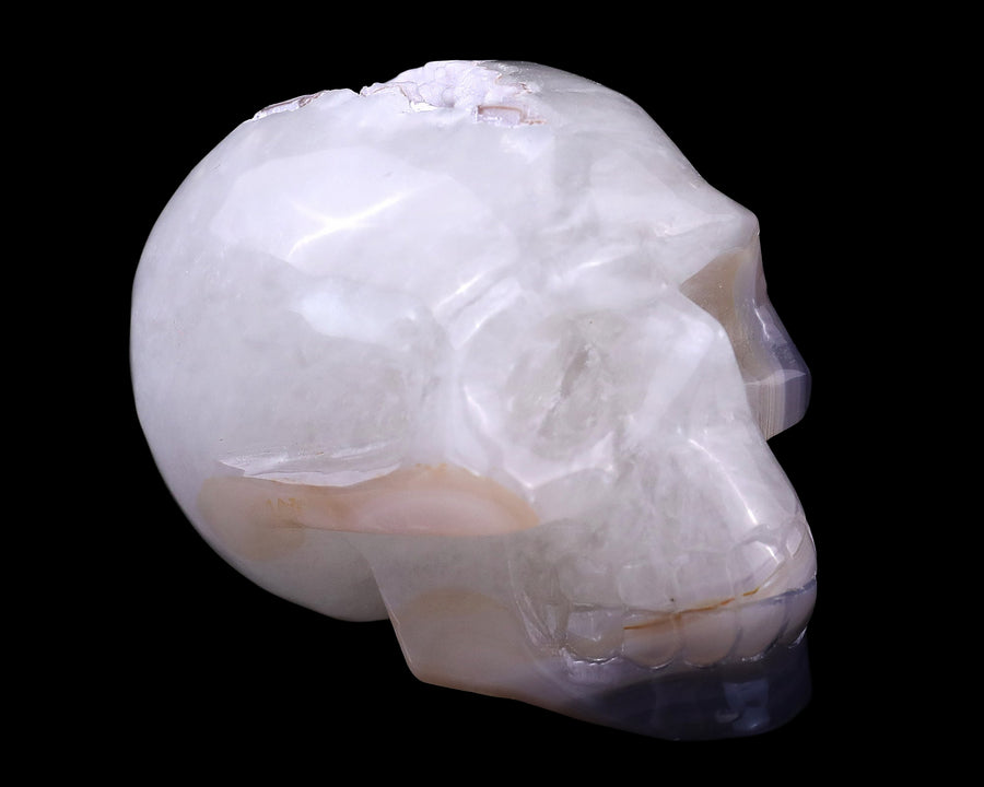 2.8" Geode Agate Hand Carved Crystal Geode Skull