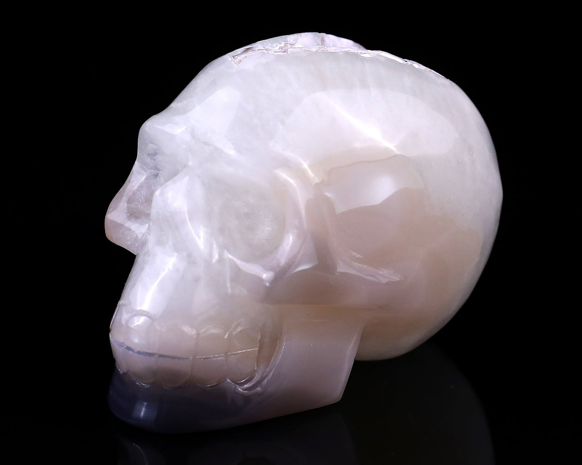 Kindred Vein 2.8" Geode Agate Hand Carved Crystal Geode Skull Sculpture (SKU: 5100100) - Photo 7