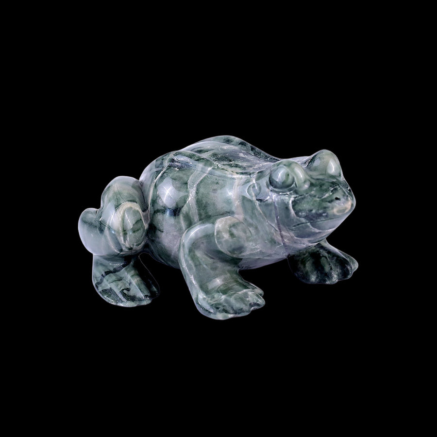 2.8" Nine Dragon Jade Hand Carved Crystal Frog