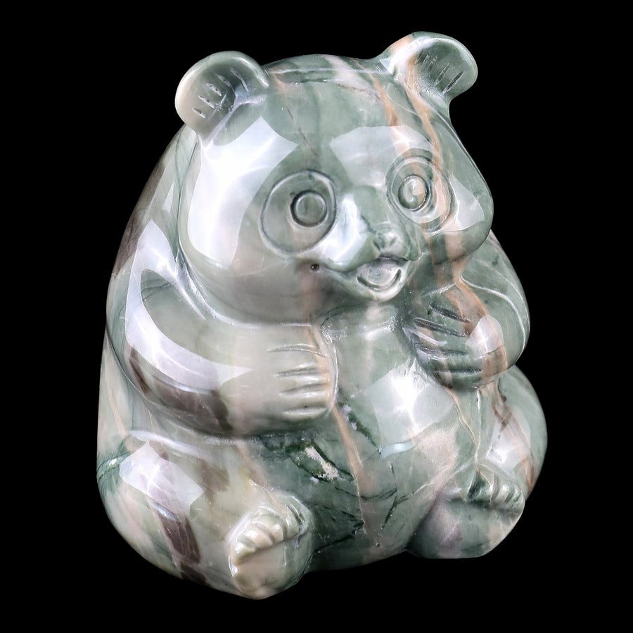 2.8" Nine Dragon Jade Hand Carved Crystal Panda