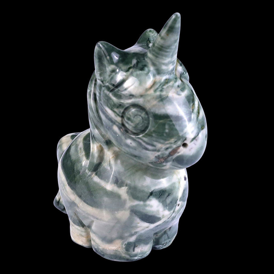 2.8" Nine Dragon Jade Hand Carved Crystal Unicorn