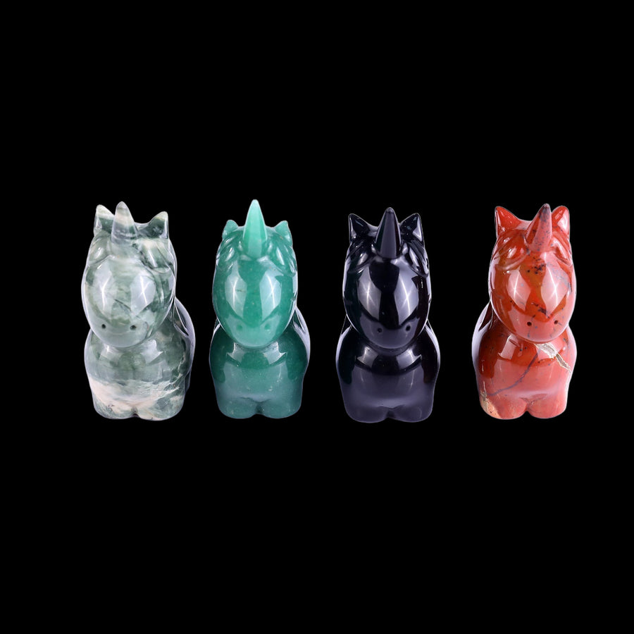 2.8" Chalcedony Hand Carved Crystal Unicorn