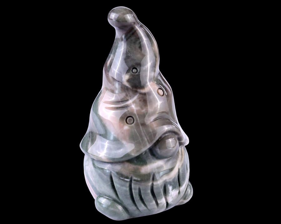 2.8" Nine Dragon Jade Hand Carved Crystal Bearded Elf
