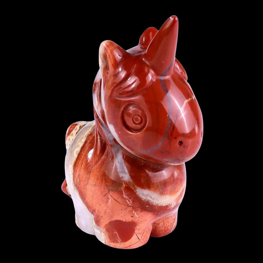 2.8" Red Jasper Hand Carved Crystal Unicorn