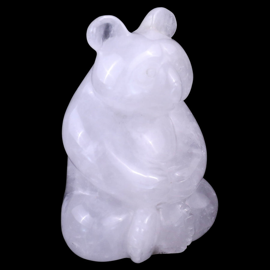 2.9" Angolan Quartz Hand Carved Crystal Panda