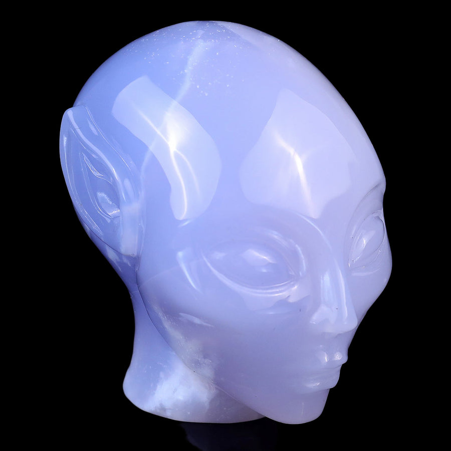 2.9" Blue Chalcedony Hand Carved Crystal Elf Alien
