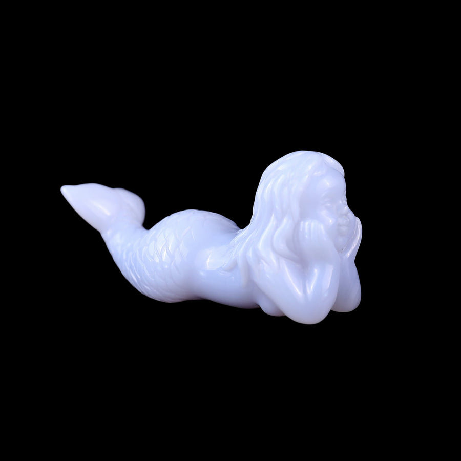 2.9" Blue Chalcedony Hand Carved Crystal Mermaid