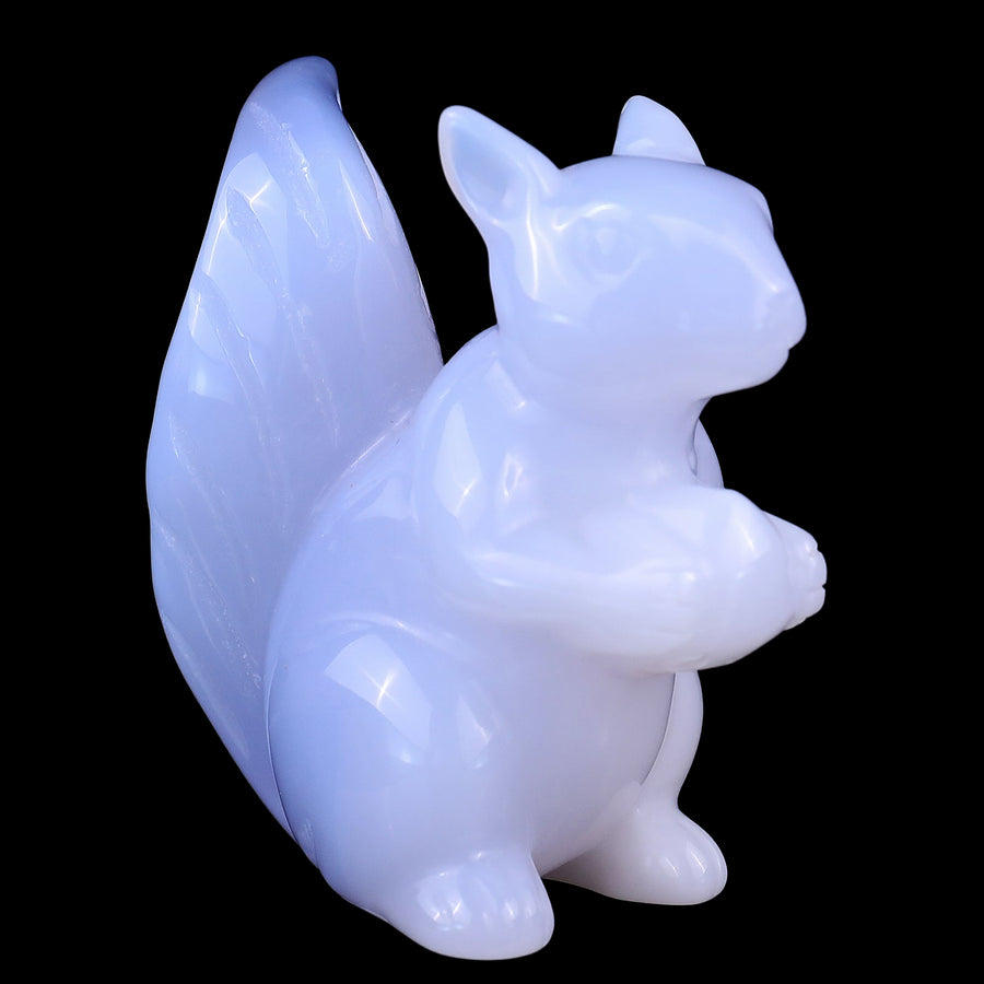 2.9" Blue Chalcedony Hand Carved Crystal Squirrel