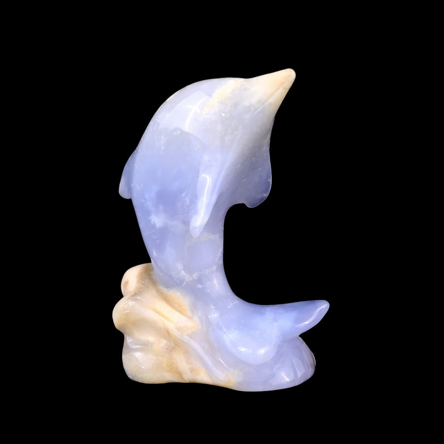 2.9" Blue Chalcedony Hand Carved Crystal Unicorn