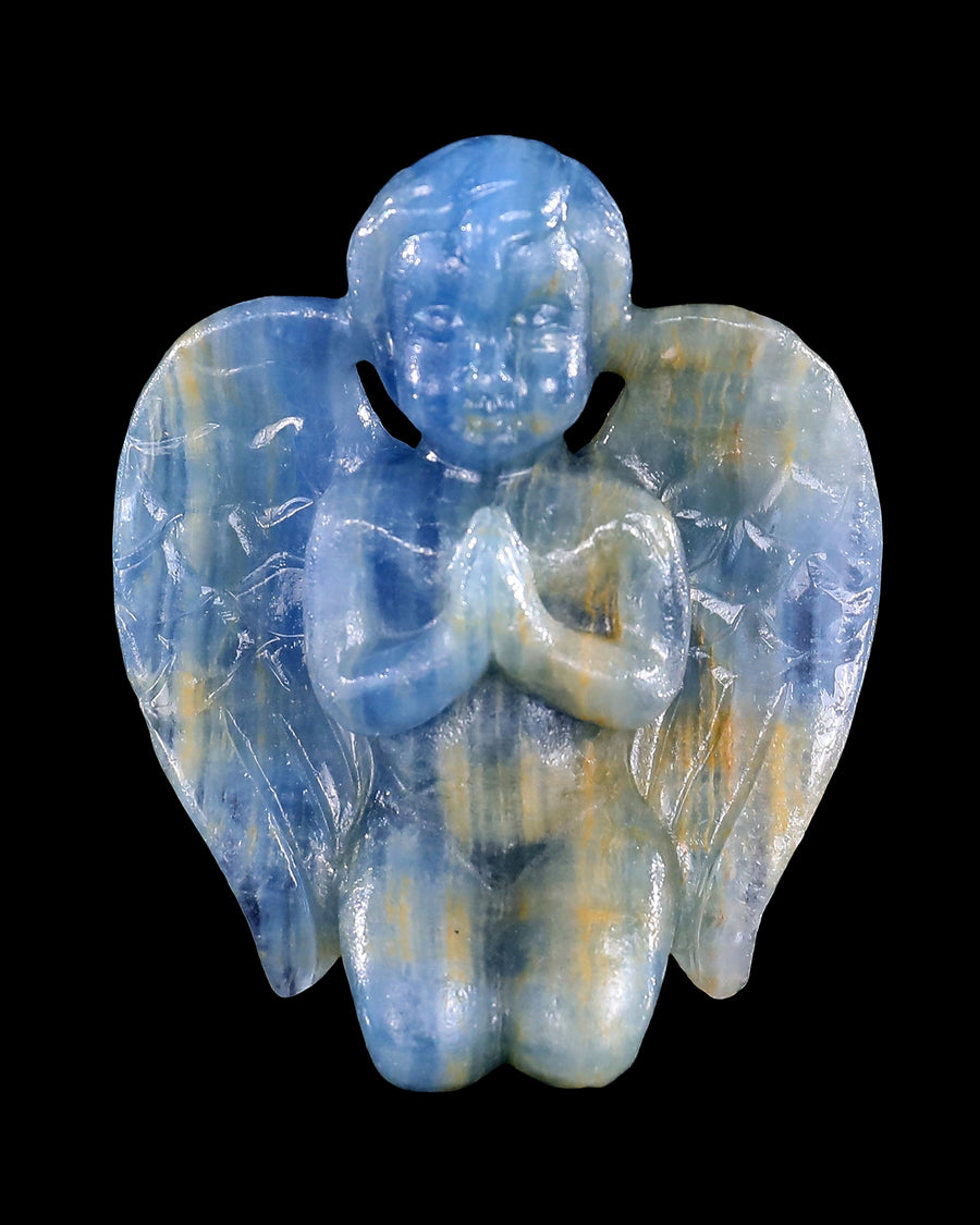 2.9" Blue Onyx Hand Carved Crystal Angel
