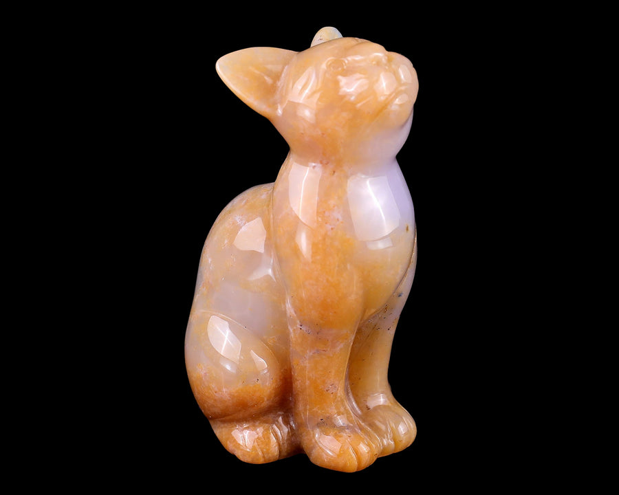 2.9" Chalcedony Hand Carved Crystal Cat