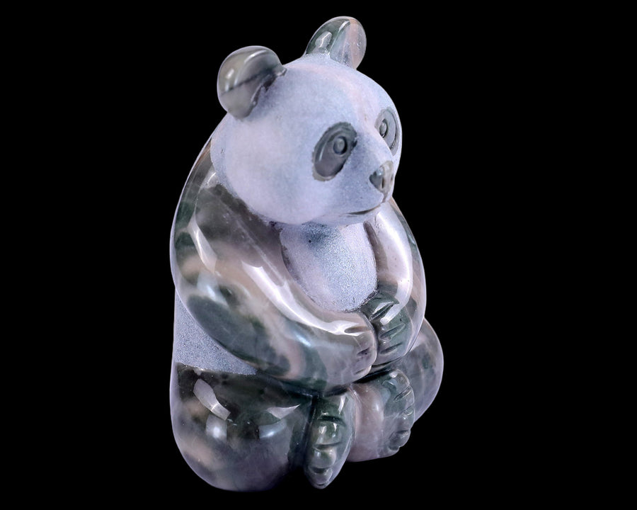 2.9" Nine Dragon Jade Hand Carved Crystal Panda | No.221