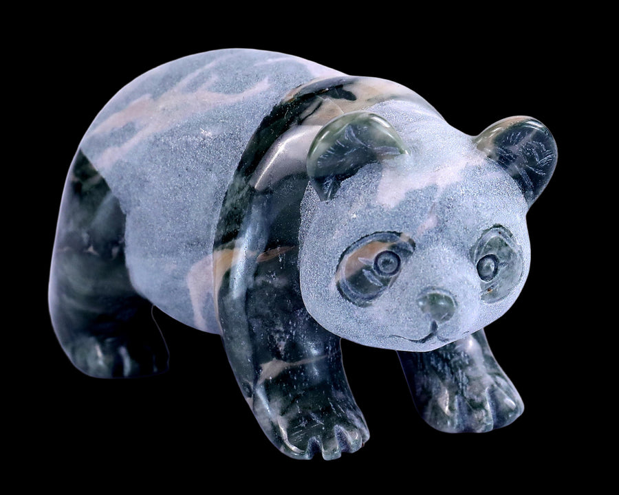 2.9" Nine Dragon Jade Hand Carved Crystal Panda | No.222