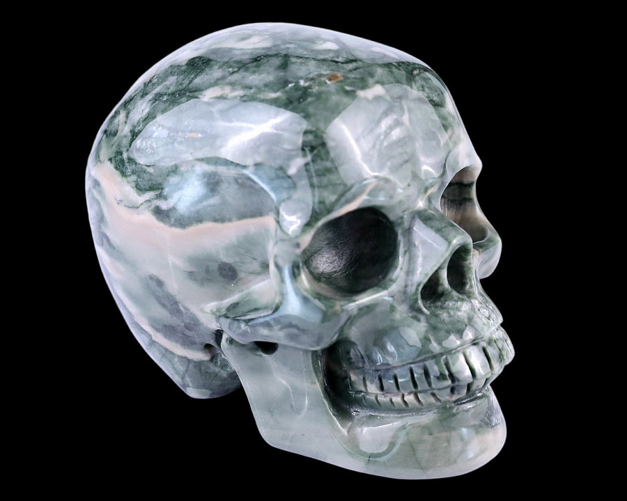 2.9" Nine Dragon Jade Hand Carved Realistic Skull