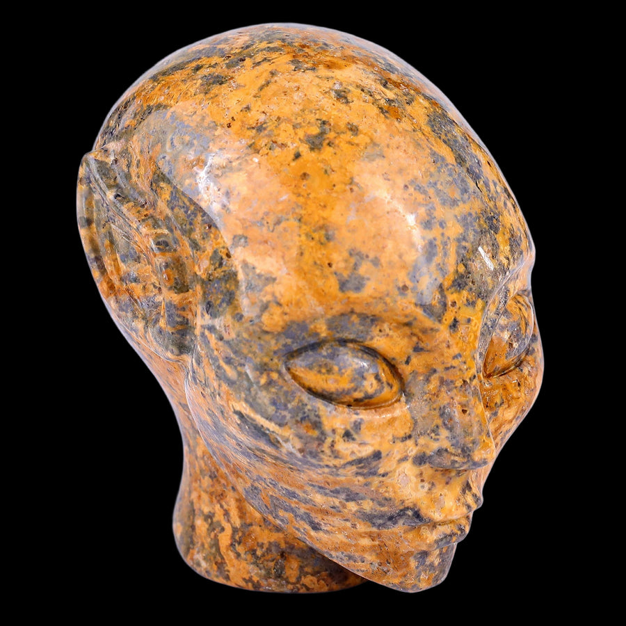 2.9" Leopard Skin Jasper Hand Carved Elf Alien