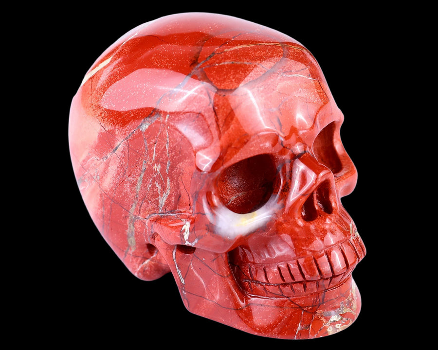 2.9" Red Jasper Hand Carved Realistic Skull