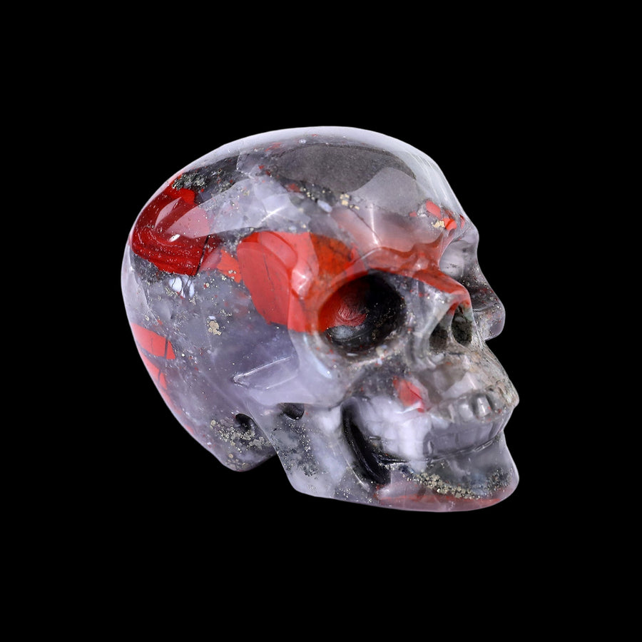 3.0" Blood Stone Hand Carved Realistic Skull | No.151