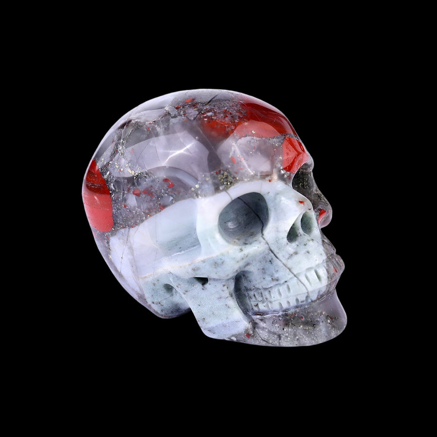 3.0" African Blood Stone Hand Carved Realistic Skull