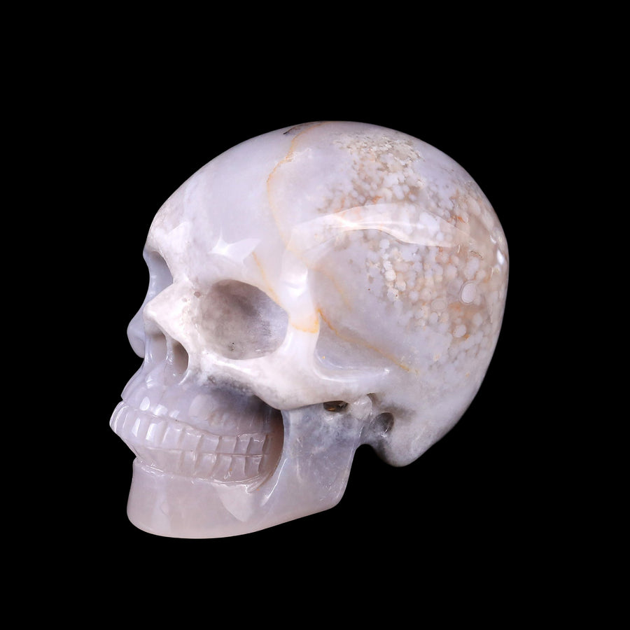 3.0" Agate Hand Carved Crystal Realistic Skull | No.052