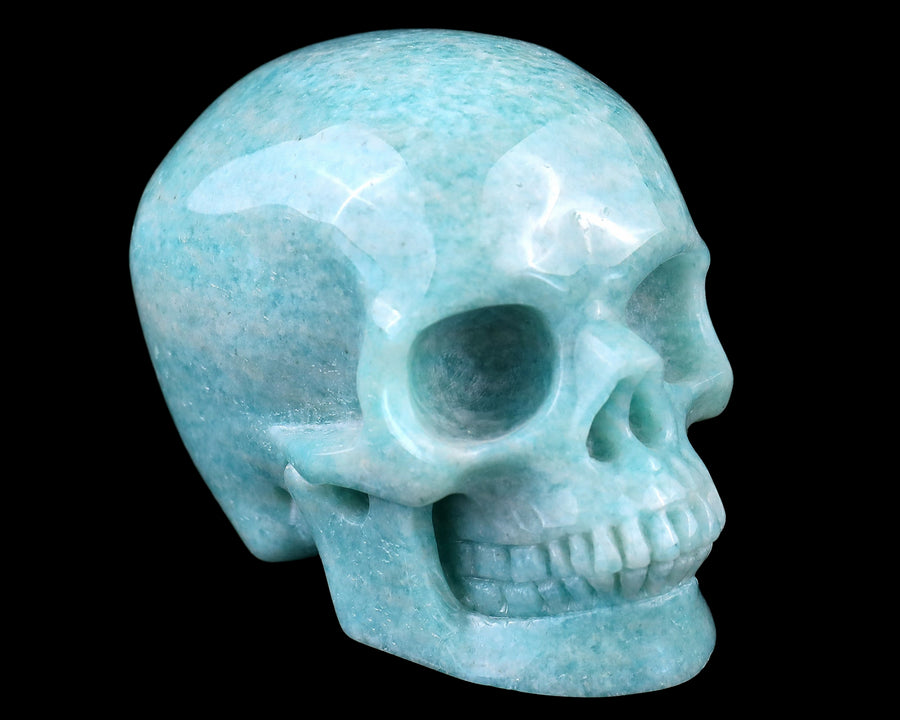 3.0" Amazonite Hand Carved Crystal Realistic Skull | No.090