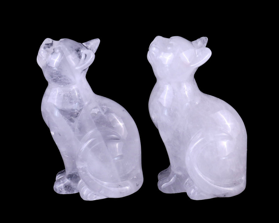 3.0" Angolan Quartz Hand Carved Crystal Cat