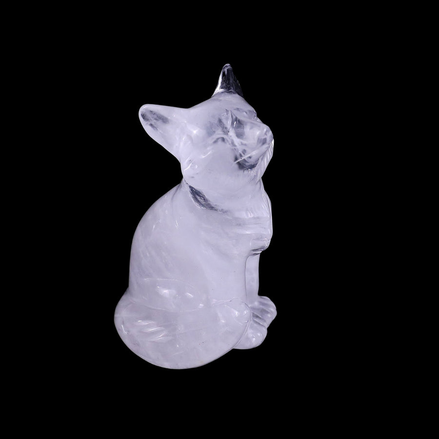 3.0" Angolan Quartz Hand Carved Crystal Fox