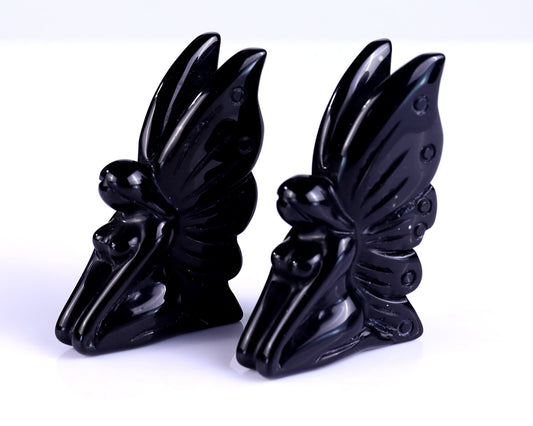 Kindred Vein 3.0" Black Obsidian Hand Carved Flower Faerie Sculpture (SKU: S100109) - Photo 1