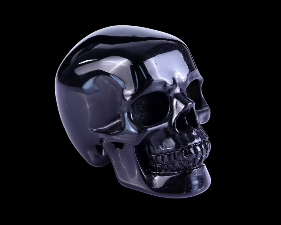 3.0" Black Obsidian Hand Carved Realistic Skull