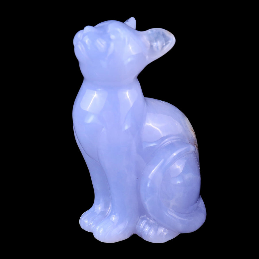 3.0" Blue Chalcedony Hand Carved Crystal Cat