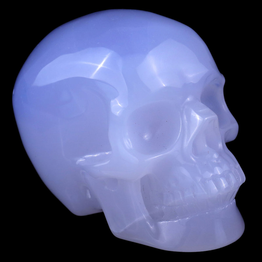 3.0" Blue Chalcedony Hand Carved Realistic Skull