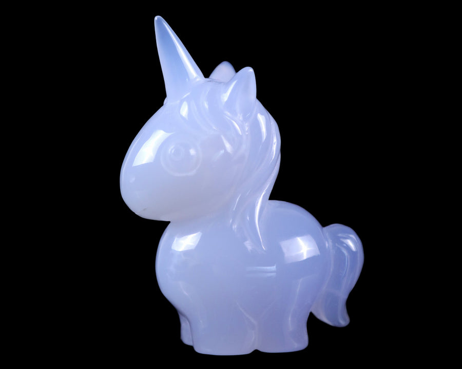 3.0" Blue Chalcedony Hand Carved Crystal Unicorn