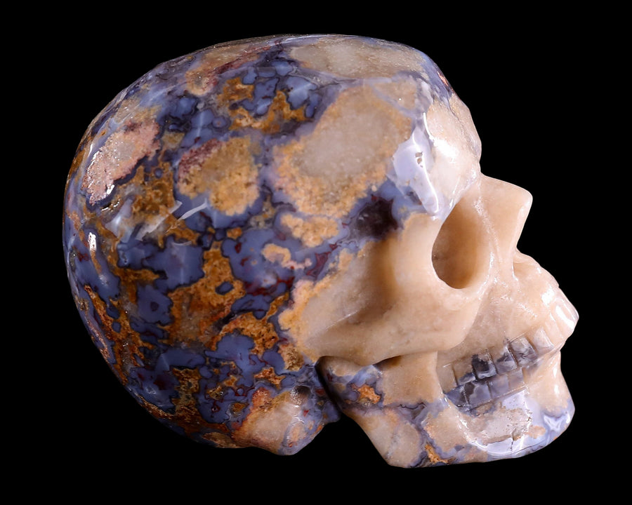 3.0" Blue Sakura Agate Hand Carved Crystal Realistic Skull