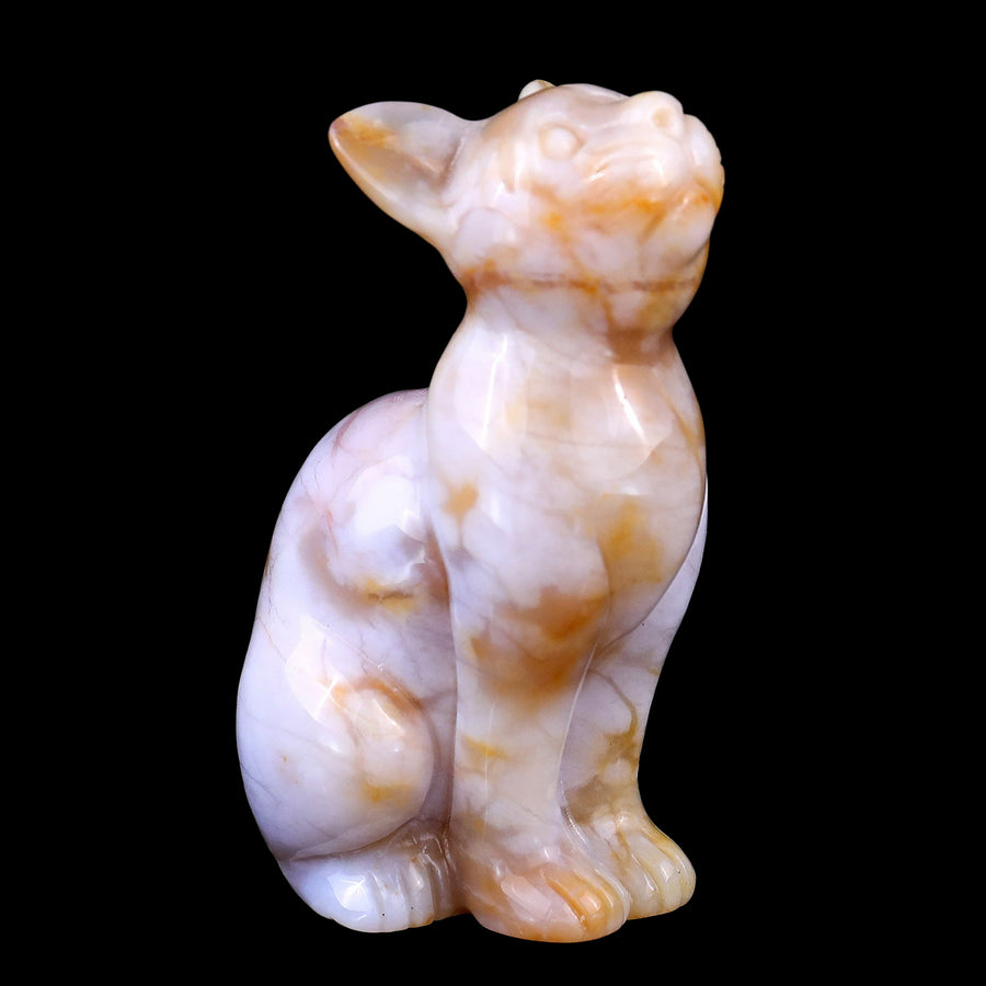 3.0" Chalcedony Hand Carved Crystal Cat