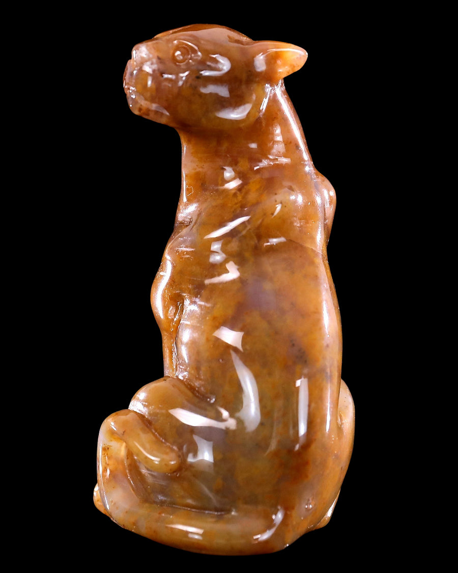 3.0" Chalcedony Hand Carved Crystal Leopard