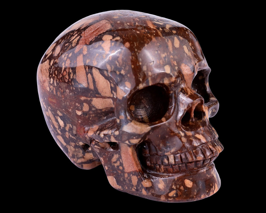 3.0" Coffee Jasper Hand Carved Realistic Skull