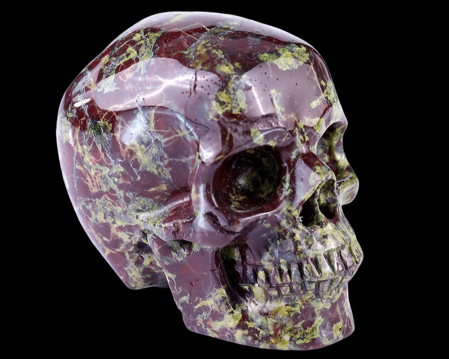 3.0" Dragon Blood Jasper Carved Crystal Realistic Skull