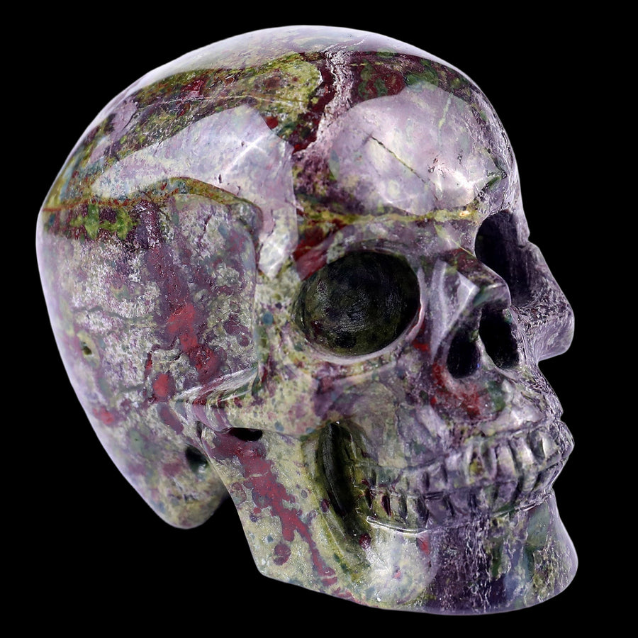 3.0" Dragon Blood Jasper Hand Carved Realistic Skull