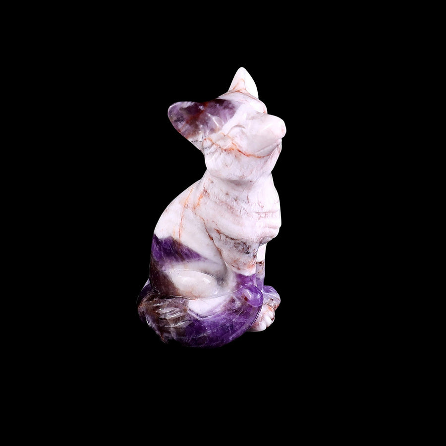 3.0" Dream Amethyst Hand Carved Crystal Fox