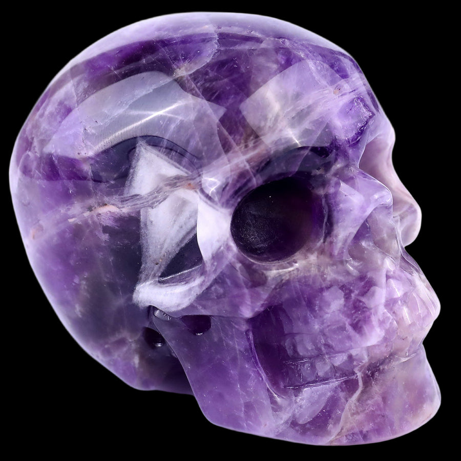 3.0" Dream Amethyst Hand Carved Realistic Skull | No.030
