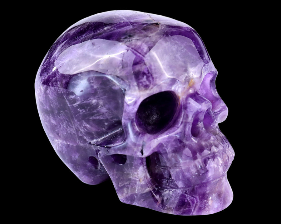 3.0" Dream Amethyst Hand Carved Realistic Skull | No.085