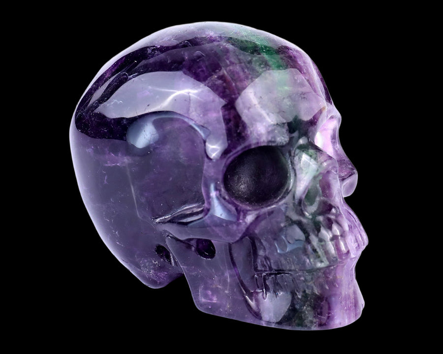 3.0" Fluorite Hand Carved Crystal Realistic Skull