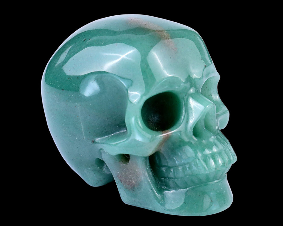 3.0" Green Aventurine Hand Carved Realistic Skull