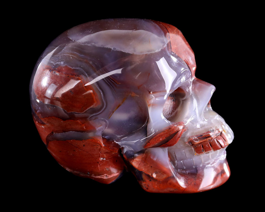 3.0" Hot Lava Agate Hand Carved Realistic Skull