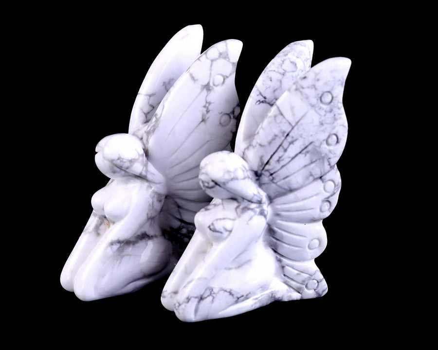 3.0" Howlite Hand Carved Crystal Flower Faerie