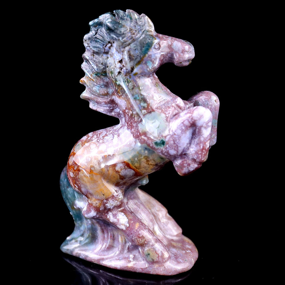 Kindred Vein 3.0" Indian Agate Hand Carved Crystal Horse Sculpture (SKU: 1100219) - Photo 1