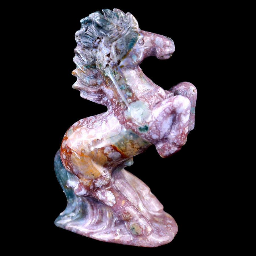 3.0" Indian Agate Hand Carved Crystal Horse